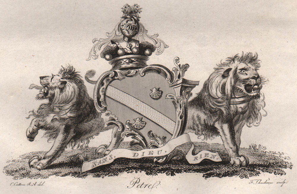 PETREL. Coat of Arms. Heraldry 1790 old antique vintage print picture